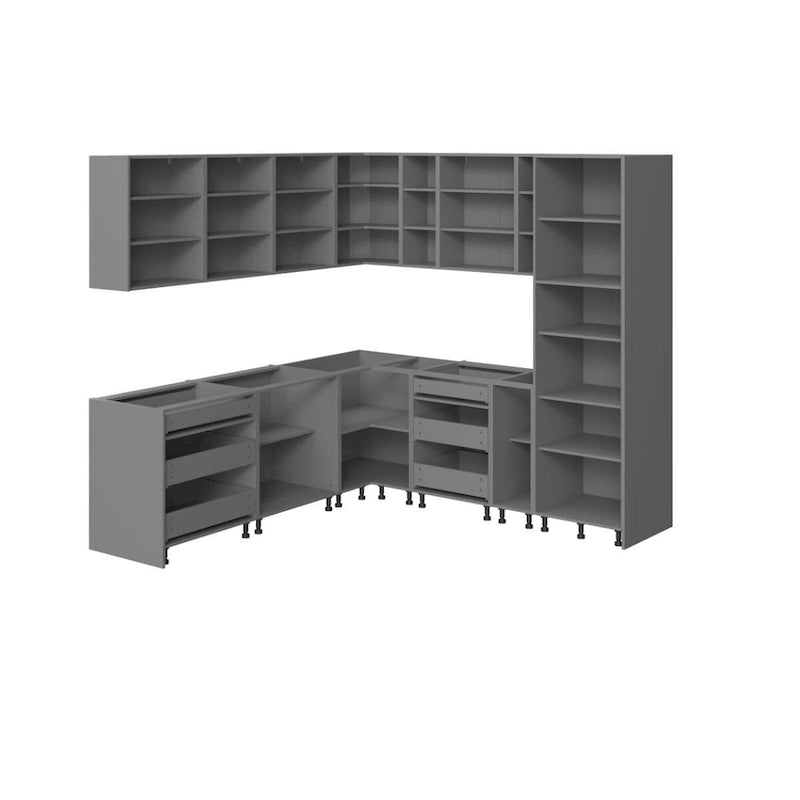 Ensemble de Meubles de Cuisine Modernes, Couleur Teck Naturel avec Base Noire 2,4 x 2,4 m