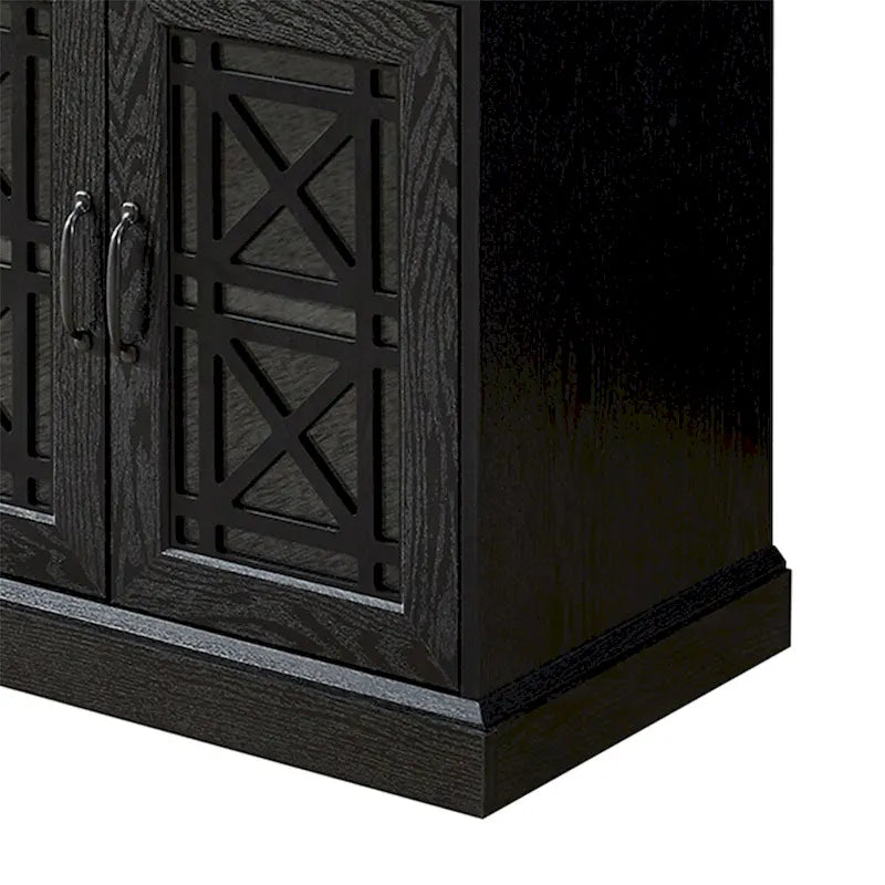 Buffet console de table vert sarcelle foncé avec portes vitrées et rangement