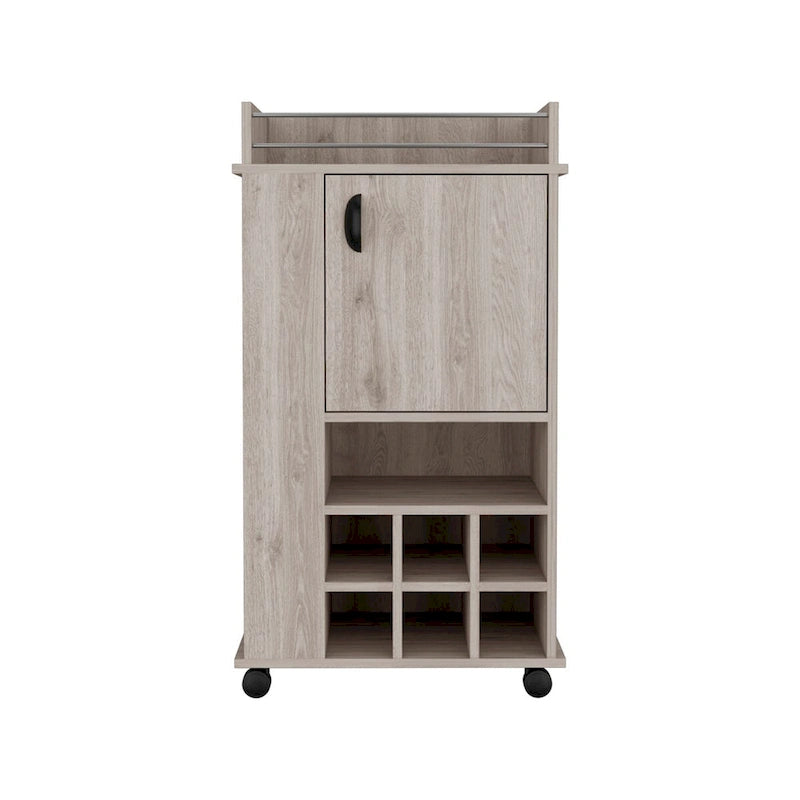 Bar mobile avec meuble à vin Meuble à alcool 6 porte-bouteilles intégrés et roulettes