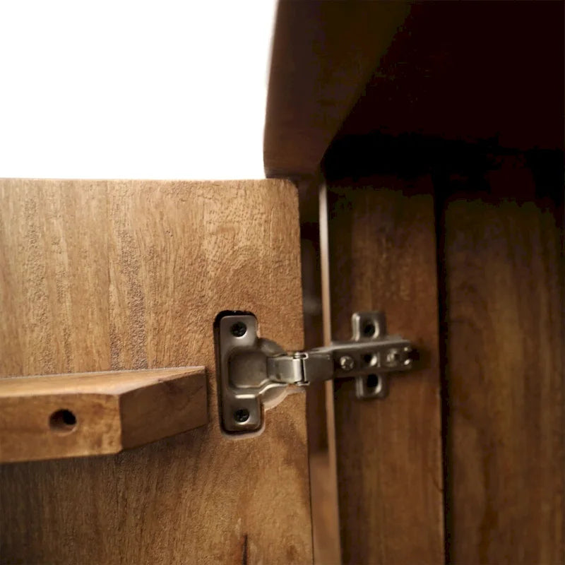 Bahut en bois de manguier de 160 cm de large à 2 tiroirs avec accents en fer, Marron