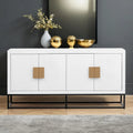 Buffet de luxe à 4 portes avec étagères réglables et pieds en métal