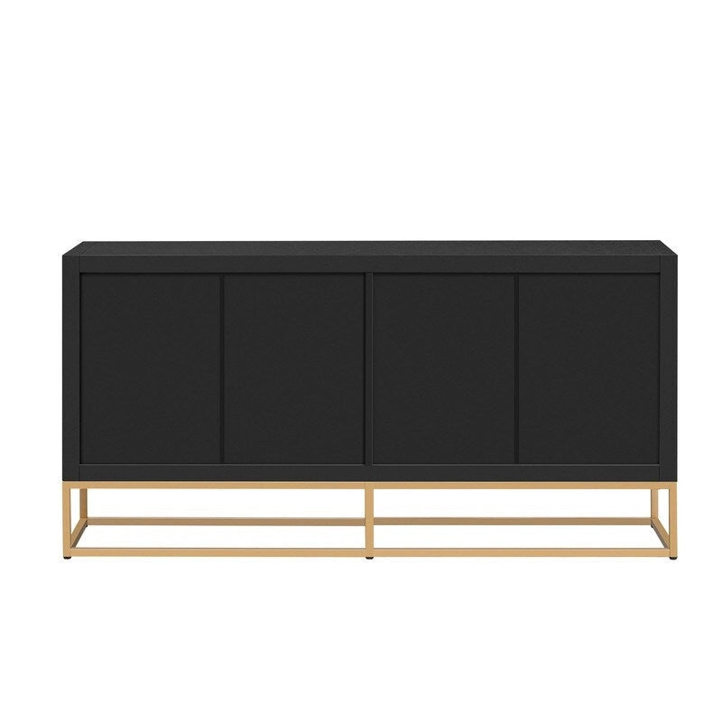 Buffet de luxe à 4 portes avec étagères réglables et pieds en métal