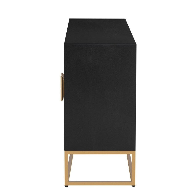 Buffet de luxe à 4 portes avec étagères réglables et pieds en métal