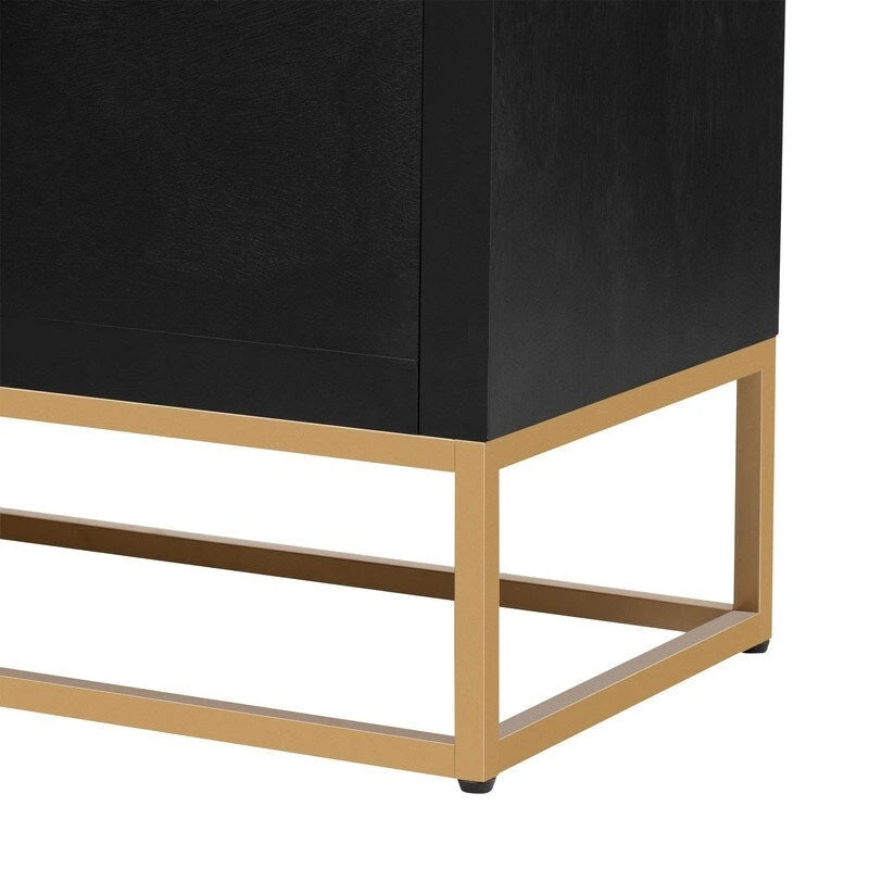Buffet de luxe à 4 portes avec étagères réglables et pieds en métal