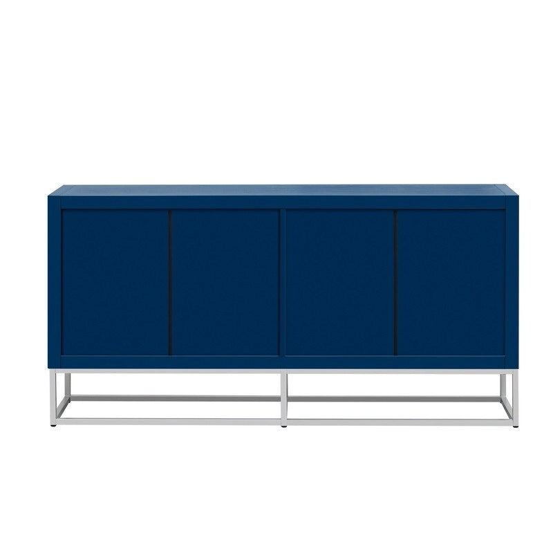 Buffet de luxe à 4 portes avec étagères réglables et pieds en métal