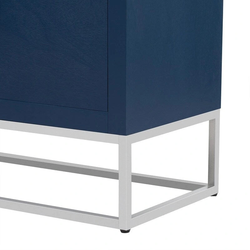 Buffet de luxe à 4 portes avec étagères réglables et pieds en métal