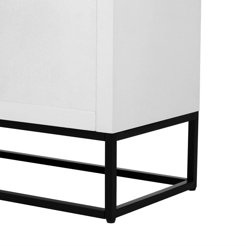 Buffet de luxe à 4 portes avec étagères réglables et pieds en métal