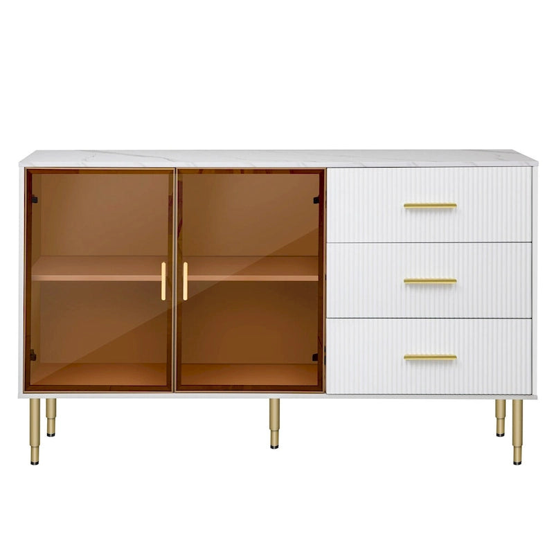 Bahut moderne avec pieds et poignées en métal - 60L x 16P x 36H