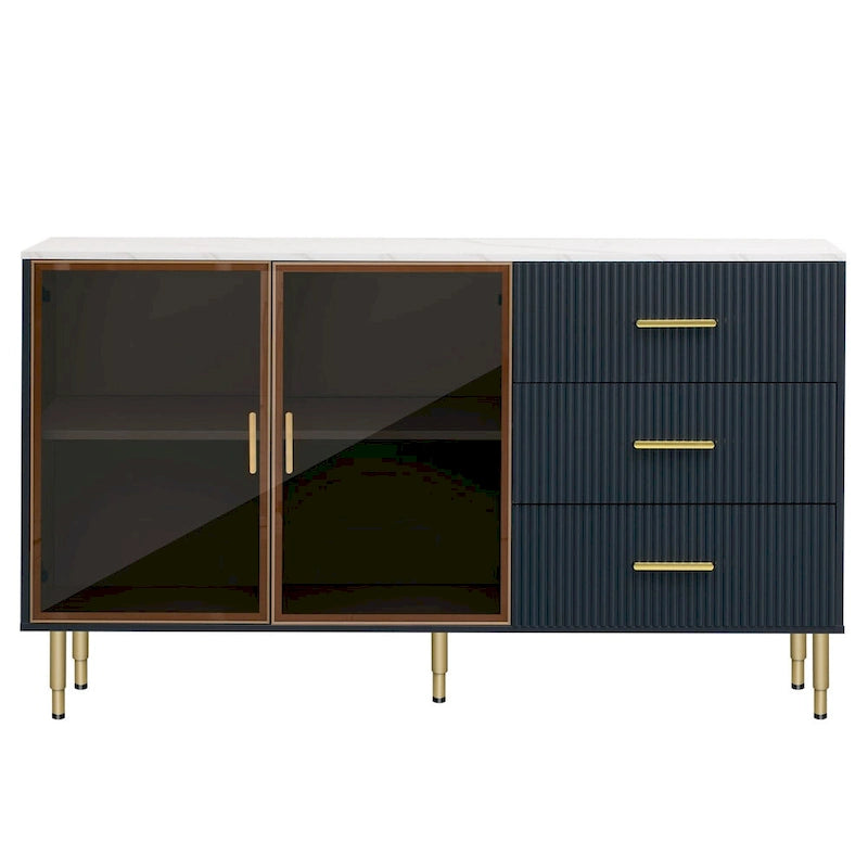 Bahut moderne avec pieds et poignées en métal - 60L x 16P x 36H