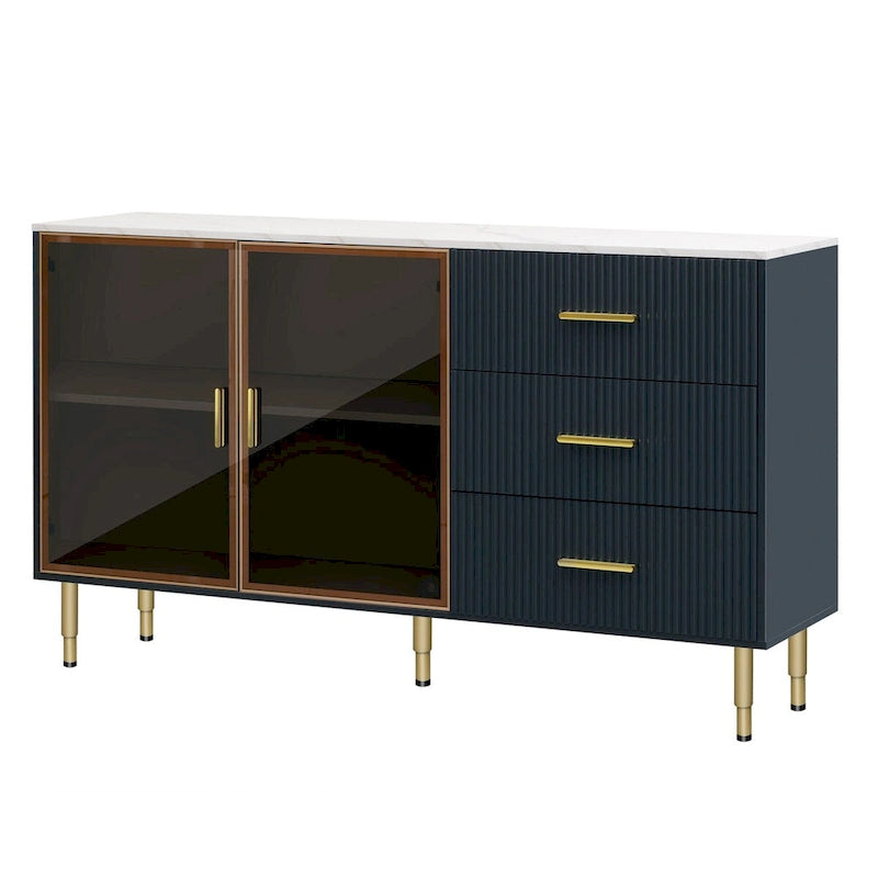 Bahut moderne avec pieds et poignées en métal - 60L x 16P x 36H