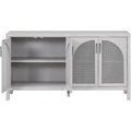 Buffet avec porte en rotin synthétique et poignées en métal – 120L x 30P x 80H cm