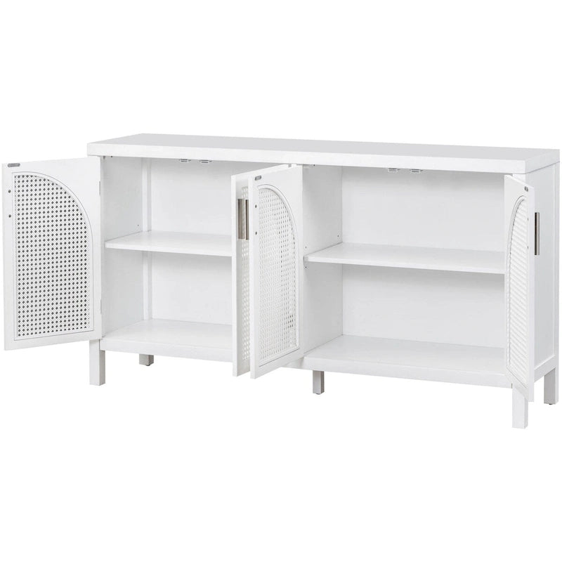 Buffet avec porte en rotin synthétique et poignées en métal – 120L x 30P x 80H cm