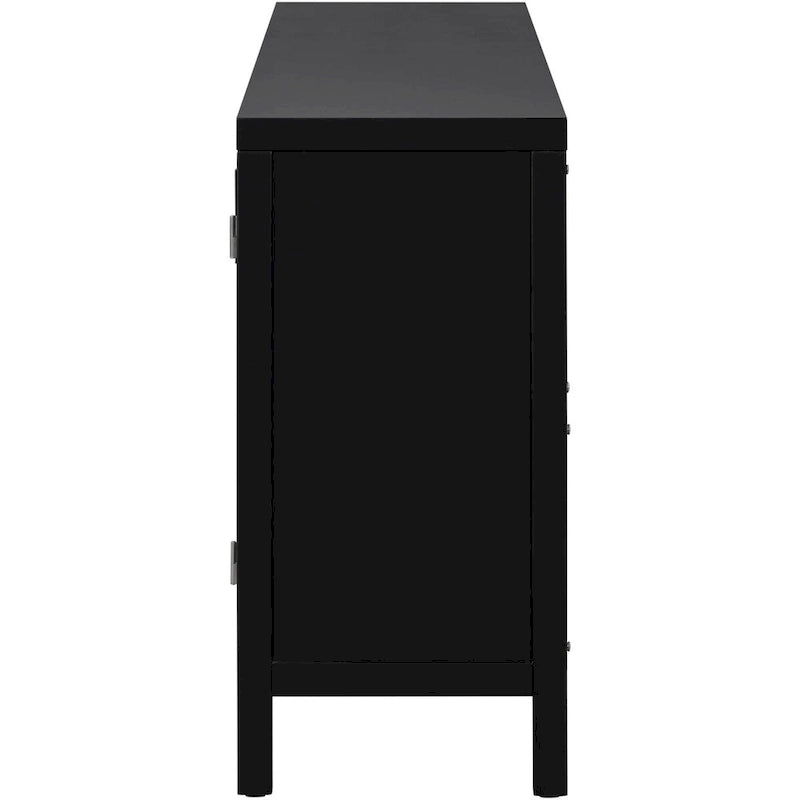 Buffet avec porte en rotin synthétique et poignées en métal – 120L x 30P x 80H cm
