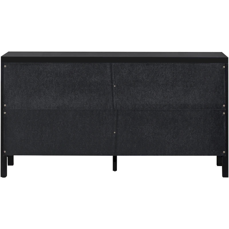 Buffet avec porte en rotin synthétique et poignées en métal – 120L x 30P x 80H cm