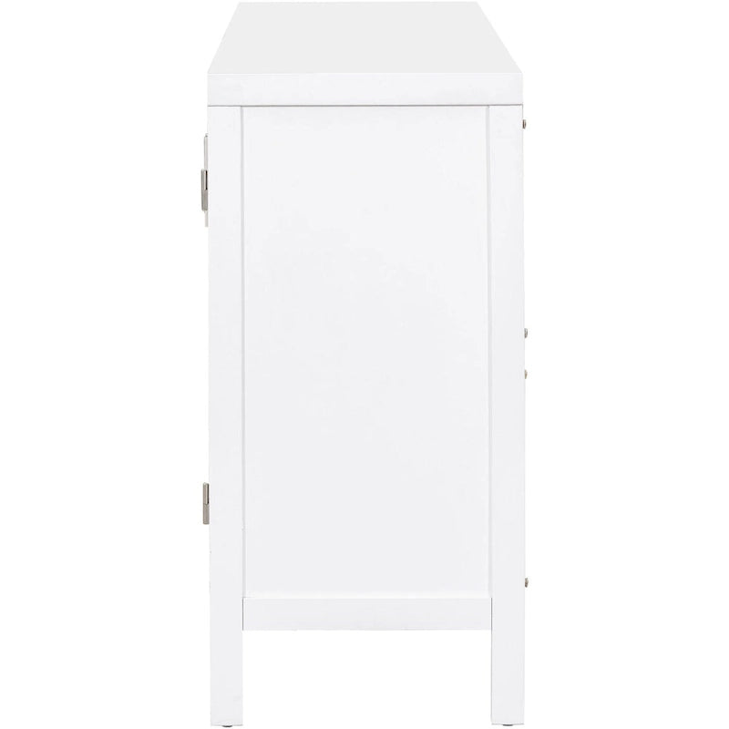 Buffet avec porte en rotin synthétique et poignées en métal – 120L x 30P x 80H cm