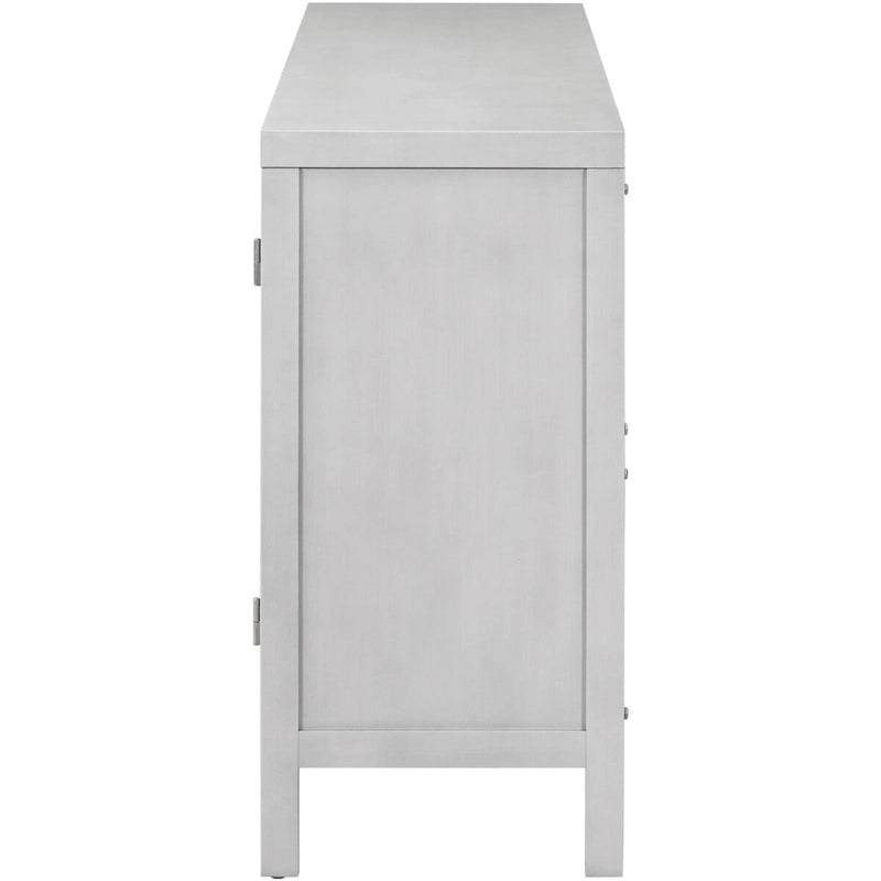 Buffet avec porte en rotin synthétique et poignées en métal – 120L x 30P x 80H cm