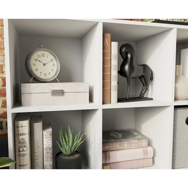 Étagère de rangement à 6 cubes avec compartiments ouverts et base en métal