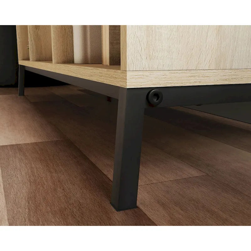 Étagère de rangement à 6 cubes avec compartiments ouverts et base en métal