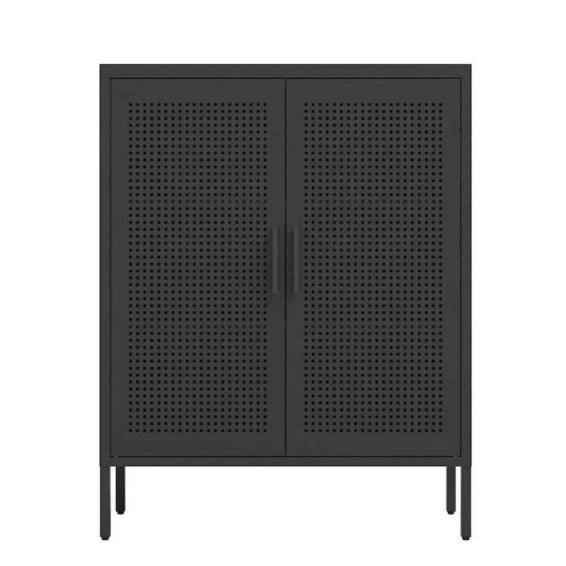 Armoire de rangement en acier verrouillable avec 2 portes grillagées et étagères réglables