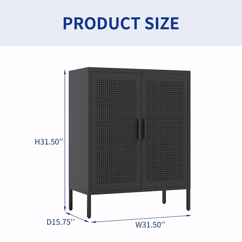 Armoire de rangement en acier verrouillable avec 2 portes grillagées et étagères réglables