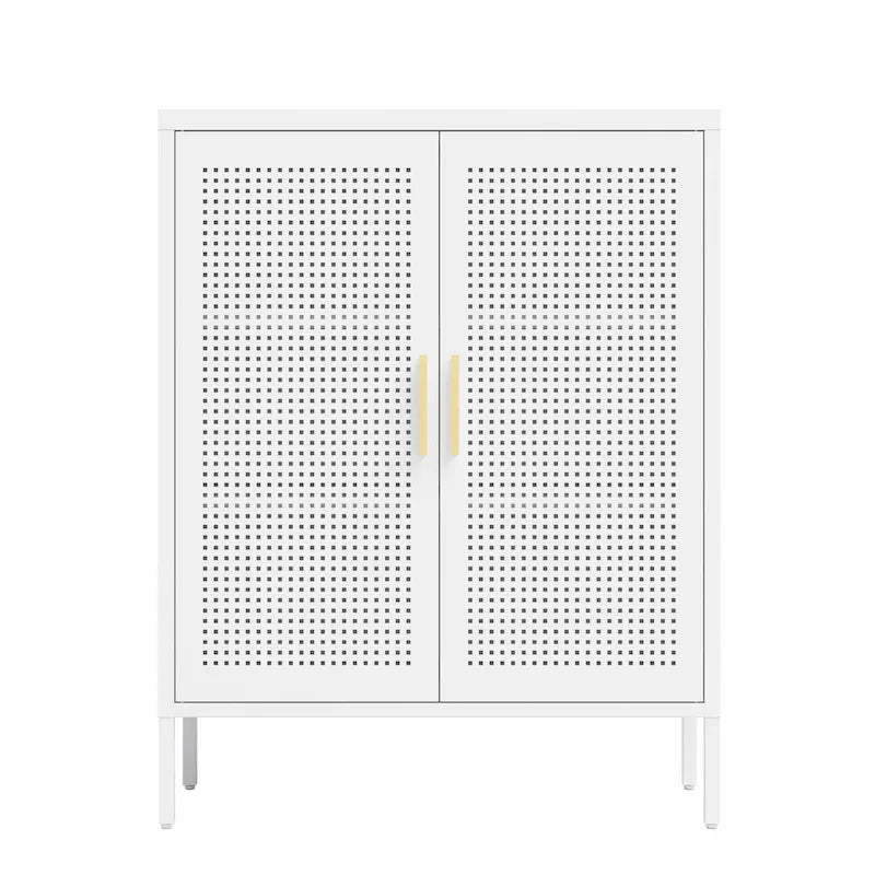 Armoire de rangement en acier verrouillable avec 2 portes grillagées et étagères réglables