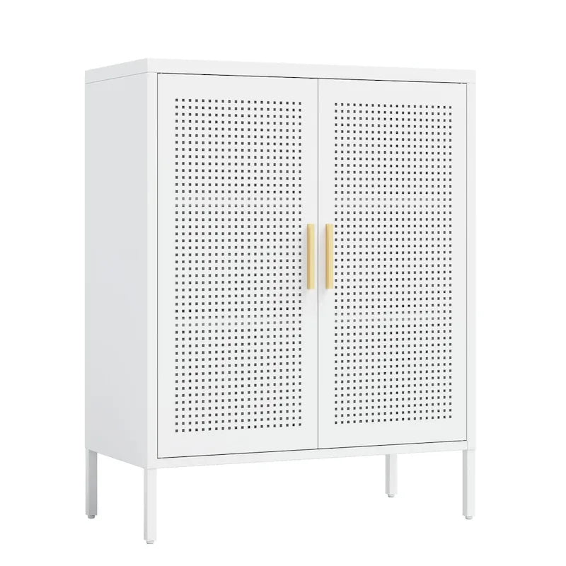 Armoire de rangement en acier verrouillable avec 2 portes grillagées et étagères réglables