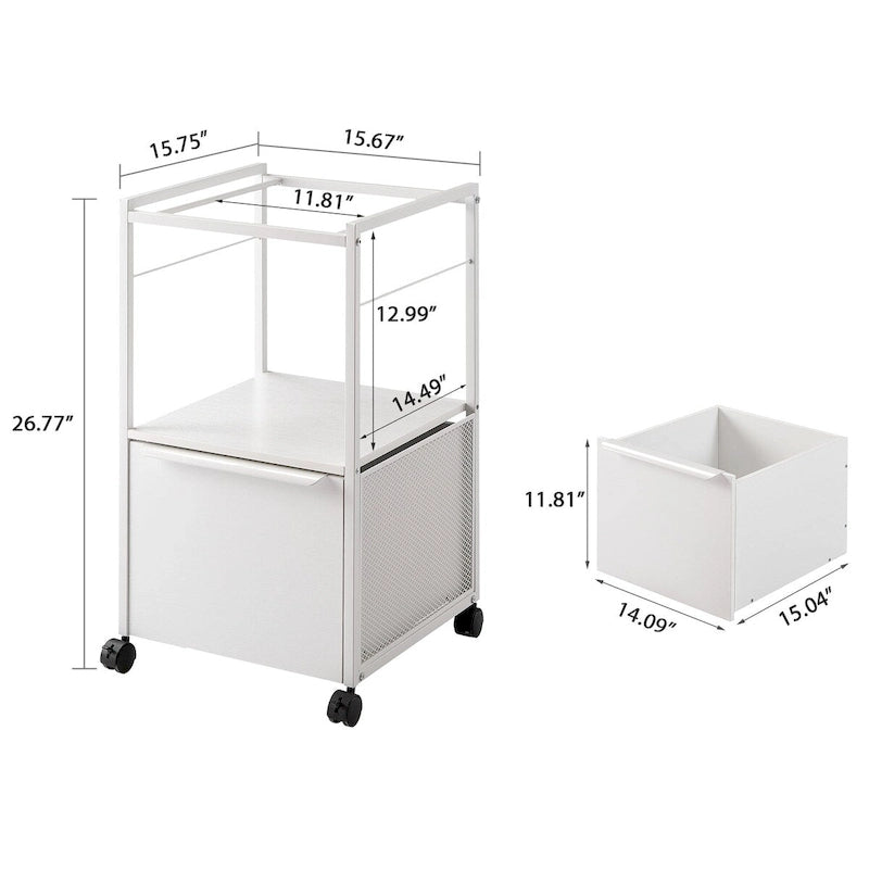 Classeur vertical mobile avec porte-documents, support d'imprimante avec étagère de rangement ouverte, convient aux formats A4 ou lettre pour bureau à domicile