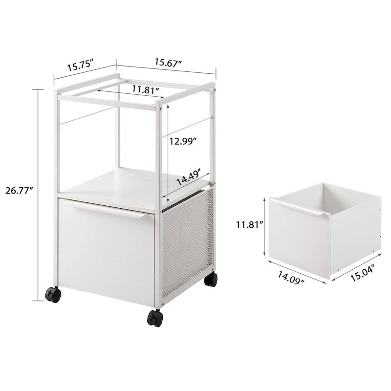 Mobile Vertical File Cabinet with Filing Holders, Printer Stand with Open Storage Shelf, fits A4 or Letter Size for Home Office