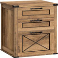 Classeur de ferme à 3 tiroirs avec porte de grange, 15,7P x 17,7L x 27H