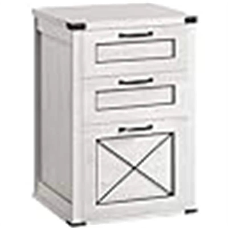 Classeur de ferme à 3 tiroirs avec porte de grange, 15,7P x 17,7L x 27H