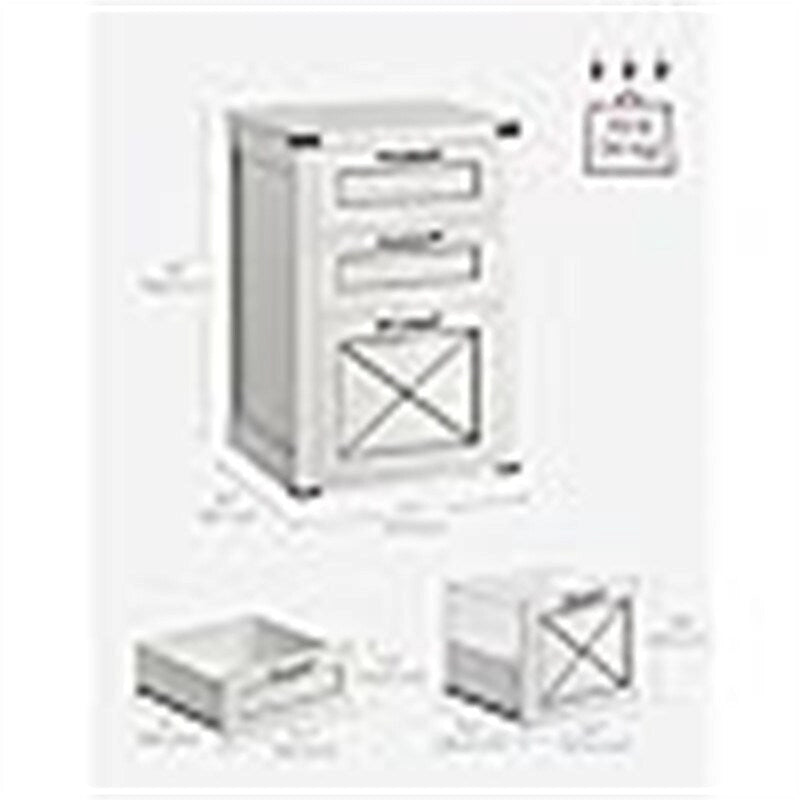 Classeur de ferme à 3 tiroirs avec porte de grange, 15,7P x 17,7L x 27H