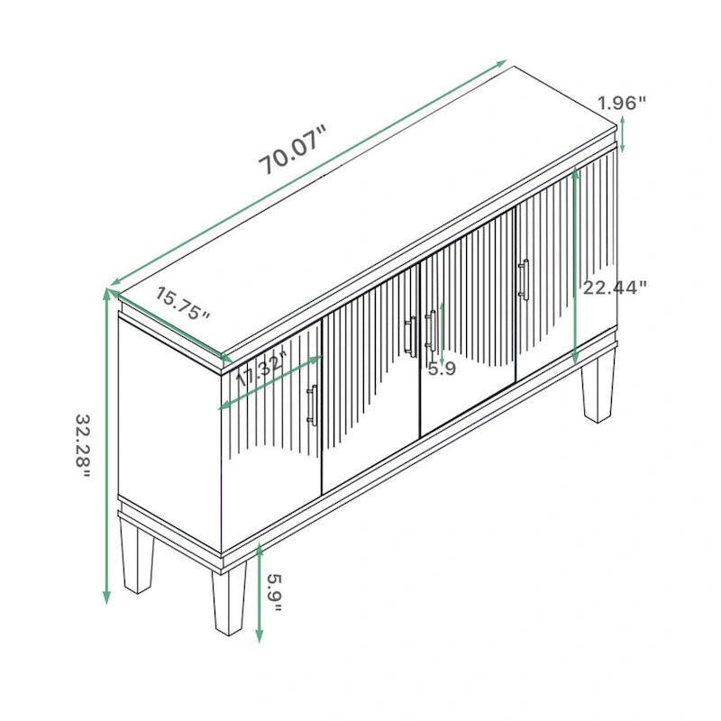 Armoire de rangement à 4 portes pour salon, cuisine et chambre