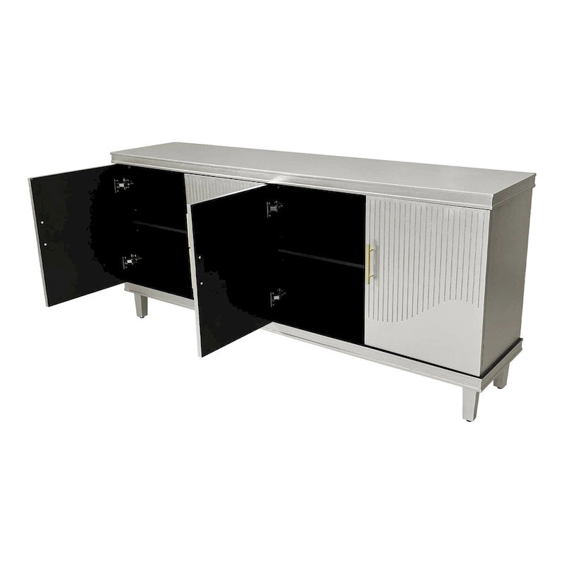 70.07Grand Cabinet à 4 Portes, Idéal pour le Salon, la Cuisine, la Chambre et le Couloir (Champagne)