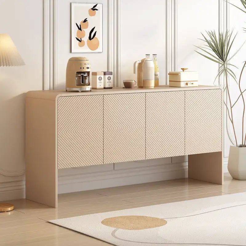 Grand buffet de 152 cm avec 4 portes, style minimaliste