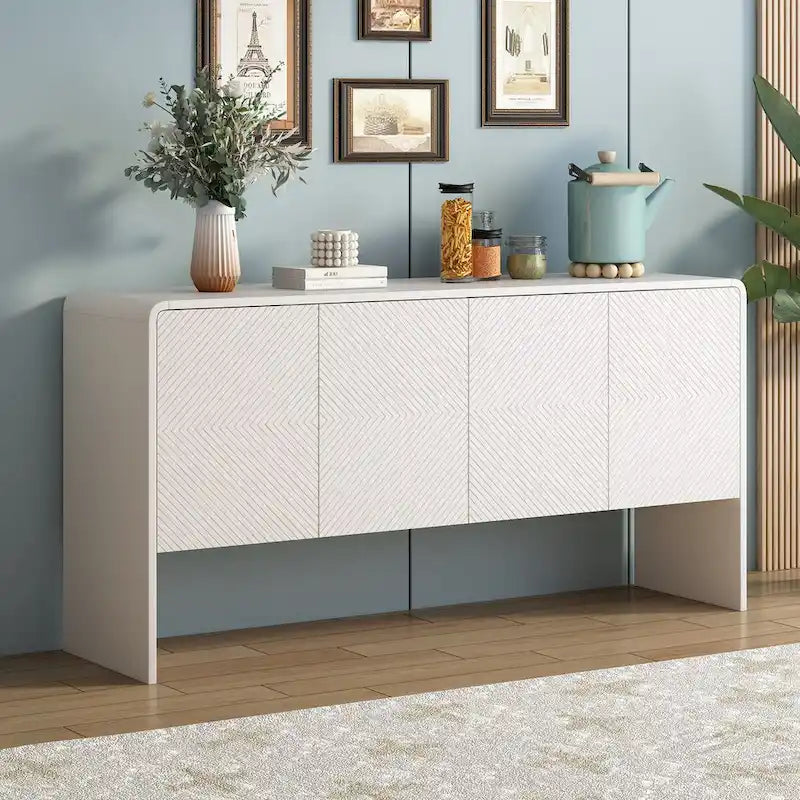Grand buffet de 152 cm avec 4 portes, style minimaliste