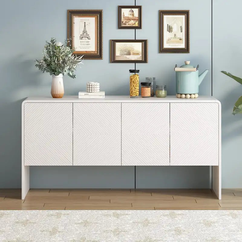 Grand buffet de 152 cm avec 4 portes, style minimaliste
