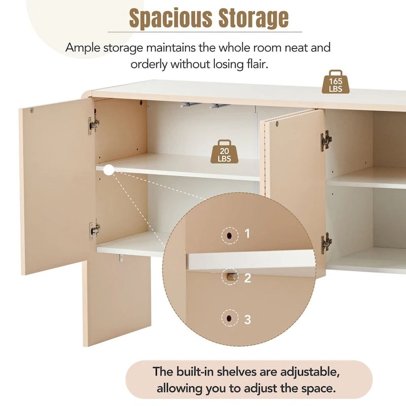 Grand buffet de 152 cm avec 4 portes, style minimaliste