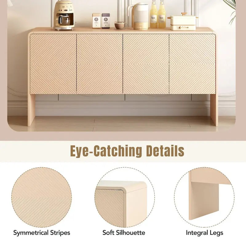 Grand buffet de 152 cm avec 4 portes, style minimaliste