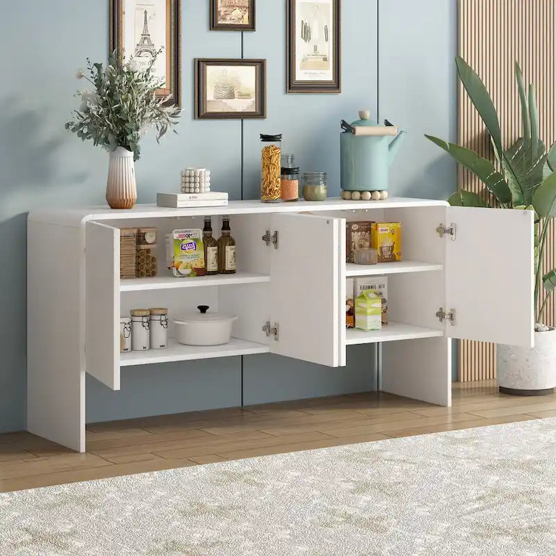 Grand buffet de 152 cm avec 4 portes, style minimaliste