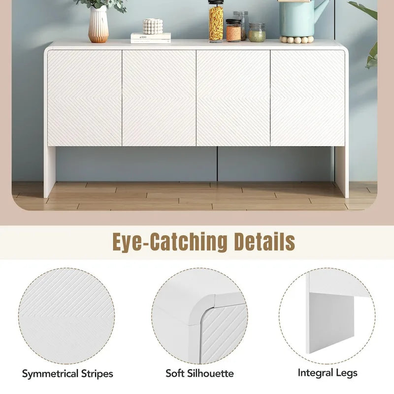 Grand buffet de 152 cm avec 4 portes, style minimaliste