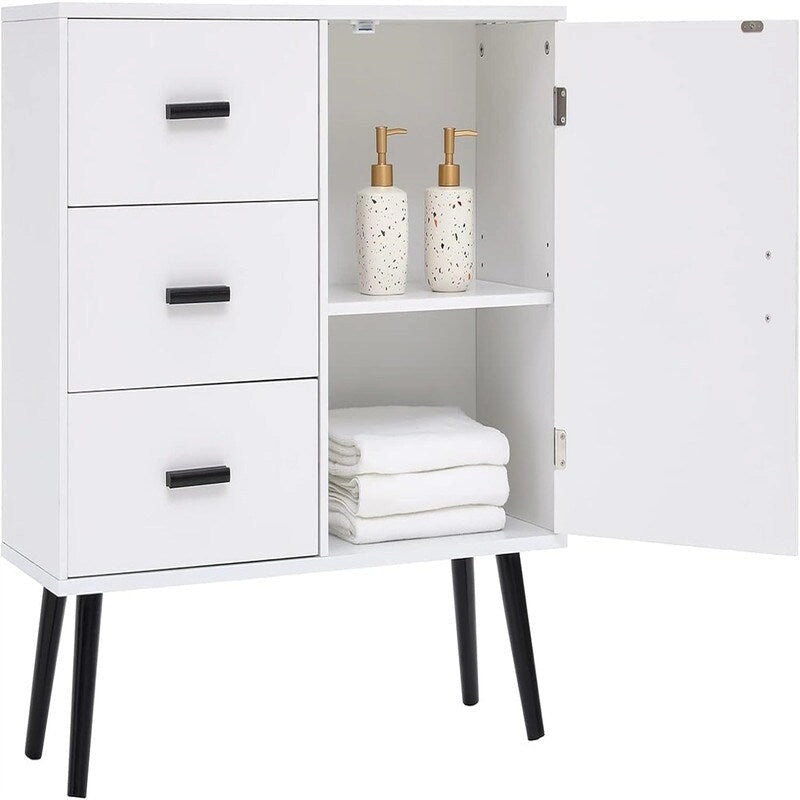 Meuble de rangement avec porte en rotin et 3 tiroirs - 30P x 80L x 78H cm