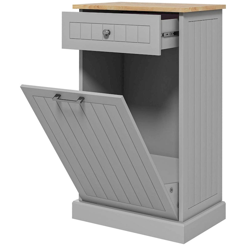 Meuble de tri sélectif autoportant avec poubelle intégrée pour la cuisine