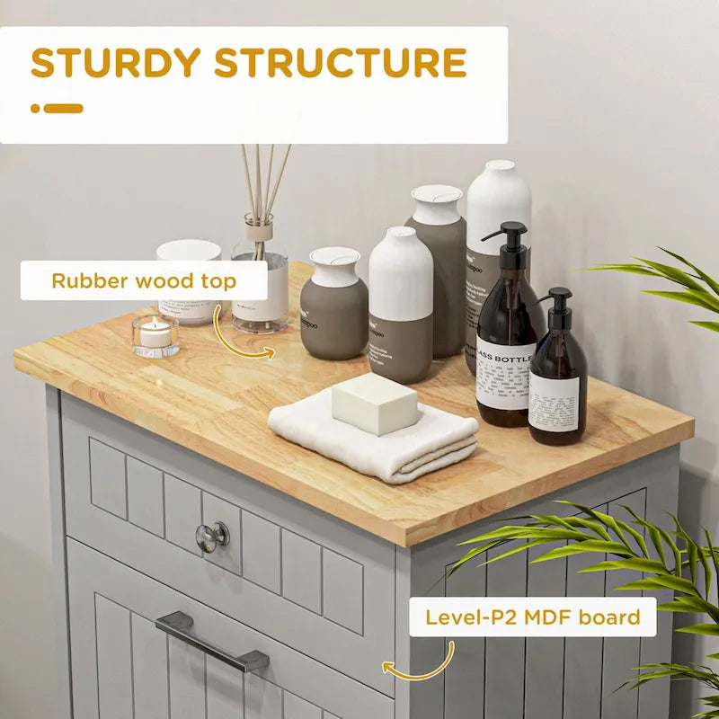 Meuble de tri sélectif autoportant avec poubelle intégrée pour la cuisine