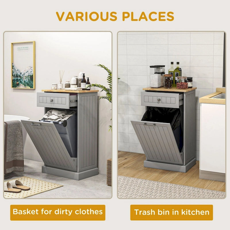 Meuble de tri sélectif autoportant avec poubelle intégrée pour la cuisine