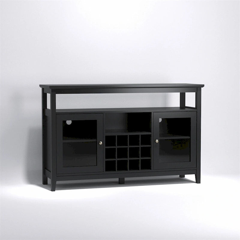 Buffet en bois avec casier à vin et étagères réglables