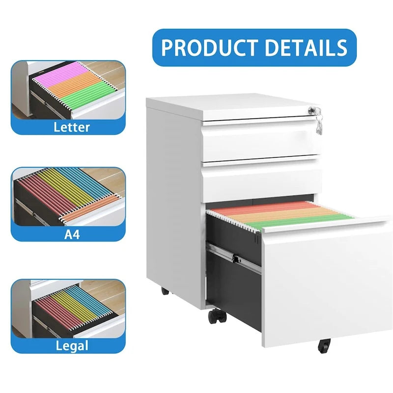 Classeur mobile avec serrure, classeurs métalliques pour l'organisation de bureau