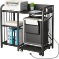 Meuble d'imprimante, étagères de classement latérales de bureau à 3 niveaux avec prise et port de chargement USB - 78,7 x 39,9 x 85,9 cm