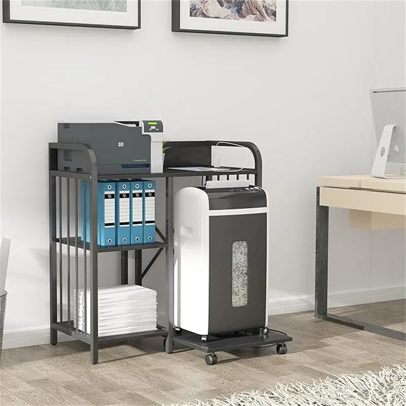 Meuble d'imprimante, étagères de classement latérales de bureau à 3 niveaux avec prise et port de chargement USB - 78,7 x 39,9 x 85,9 cm