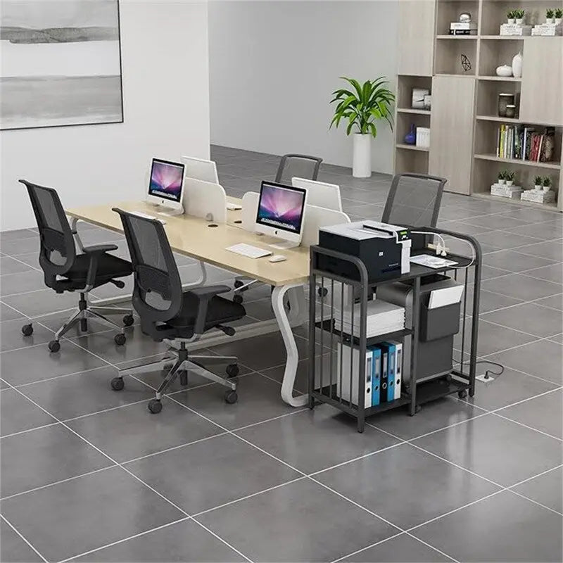 Meuble d'imprimante, étagères de classement latérales de bureau à 3 niveaux avec prise et port de chargement USB - 78,7 x 39,9 x 85,9 cm