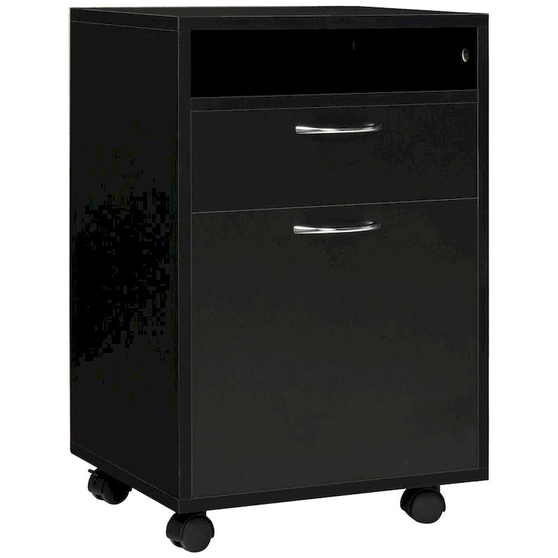 Meuble de rangement mobile moderne avec 1 étagère, 1 tiroir et 1 placard, support d'imprimante à roulettes